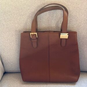 Burberry Brown Leather Tote Bag. Nova Check lining.